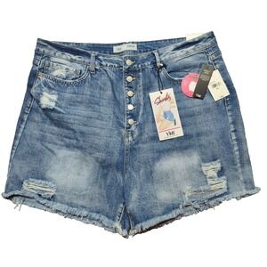 YMI Dream Collection Button Fly 5" Cutoff Denim Shorts -  Juniors 19/36 NEW